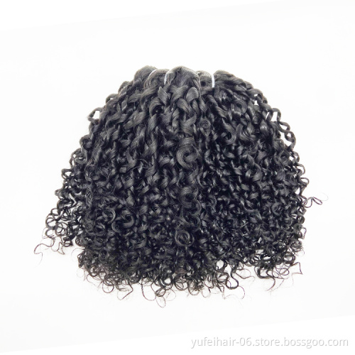 Hot Sale Double Drawn Raw Virgin Fumi Pixie Curls Hair,10A Grade Indian Remy Human Hair In Nigeria